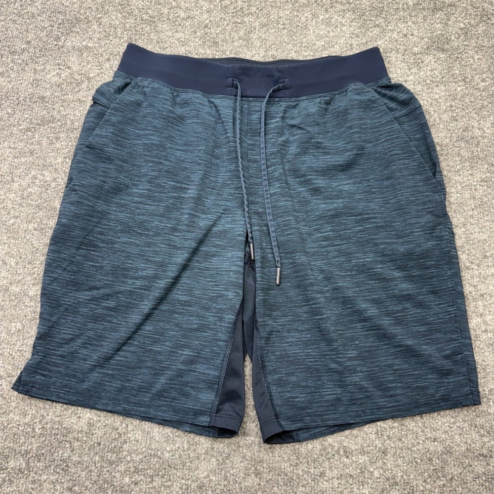 Lululemon THE Short Mens Medium Heathered Navy Blue 9 Inch Inseam Athletic Gym